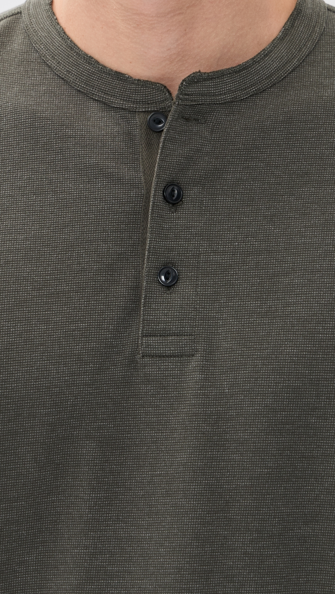 Long Sleeve Waffle Henley Night Rock