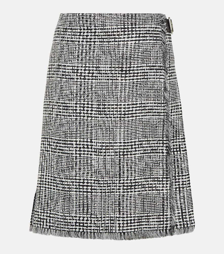 Houndstooth high-rise wrap skirt