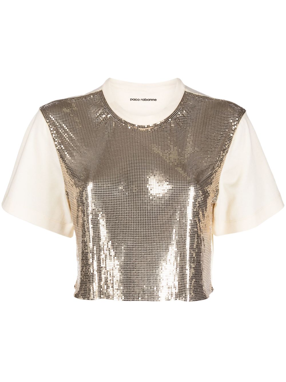 Chainmail-panel cropped T-shirt - Gold