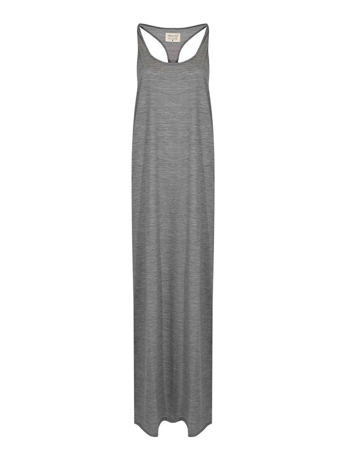 The Long Tanktop Dress In Gray Wool Jersey