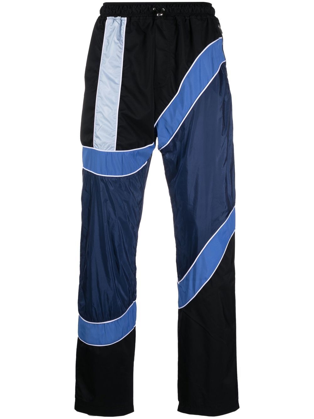 Colour-block stripe-detail trousers - Blue