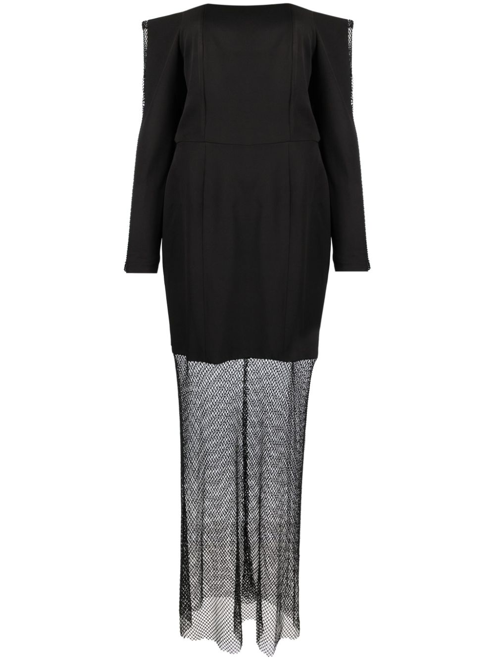 Rhinestone-embellished off-shoulder gown - Black