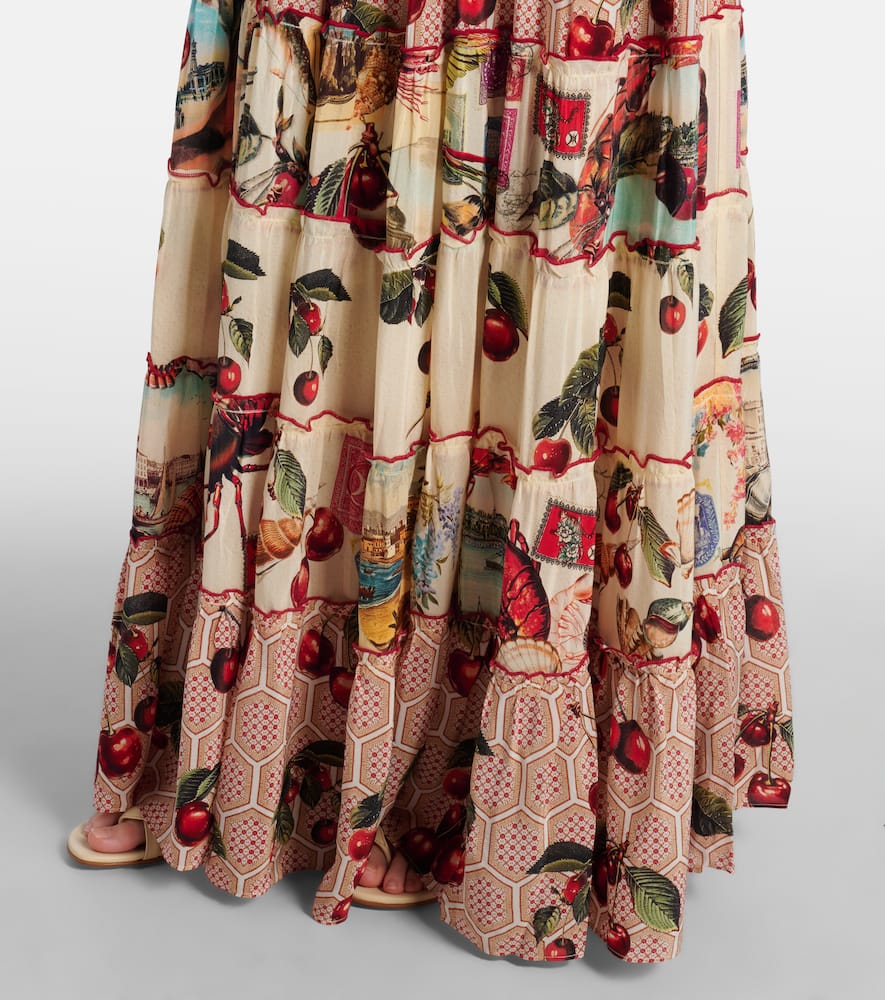 Notes From The Road printed silk maxi skirt