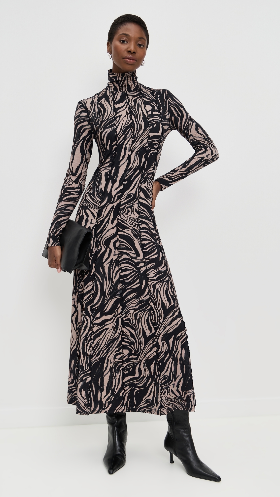 Mabel Dress in Marble Jersey Fawn Multi