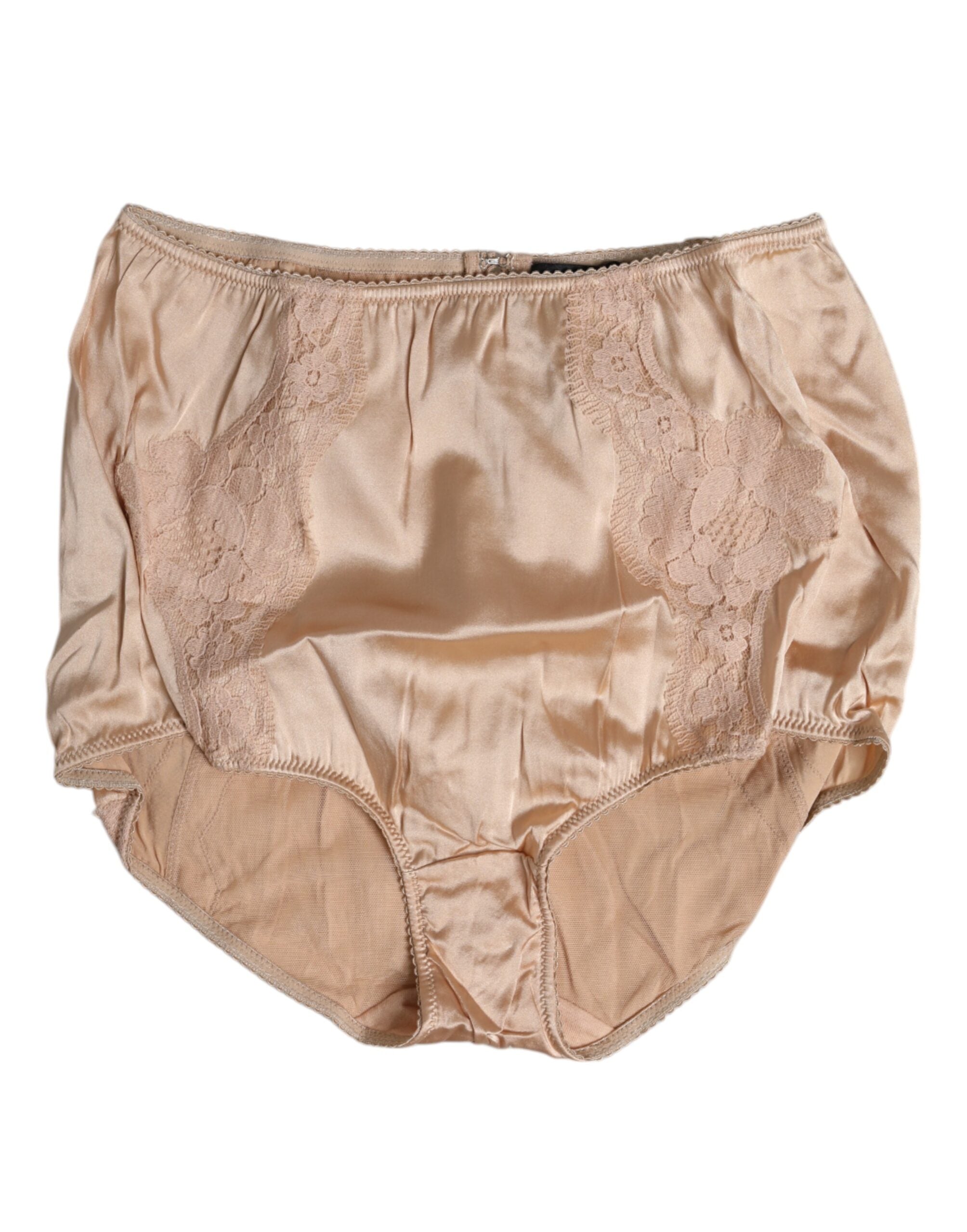 Beige Silk Lace High Waist Bikini Panty Underwear Cotton Elastane Clothing