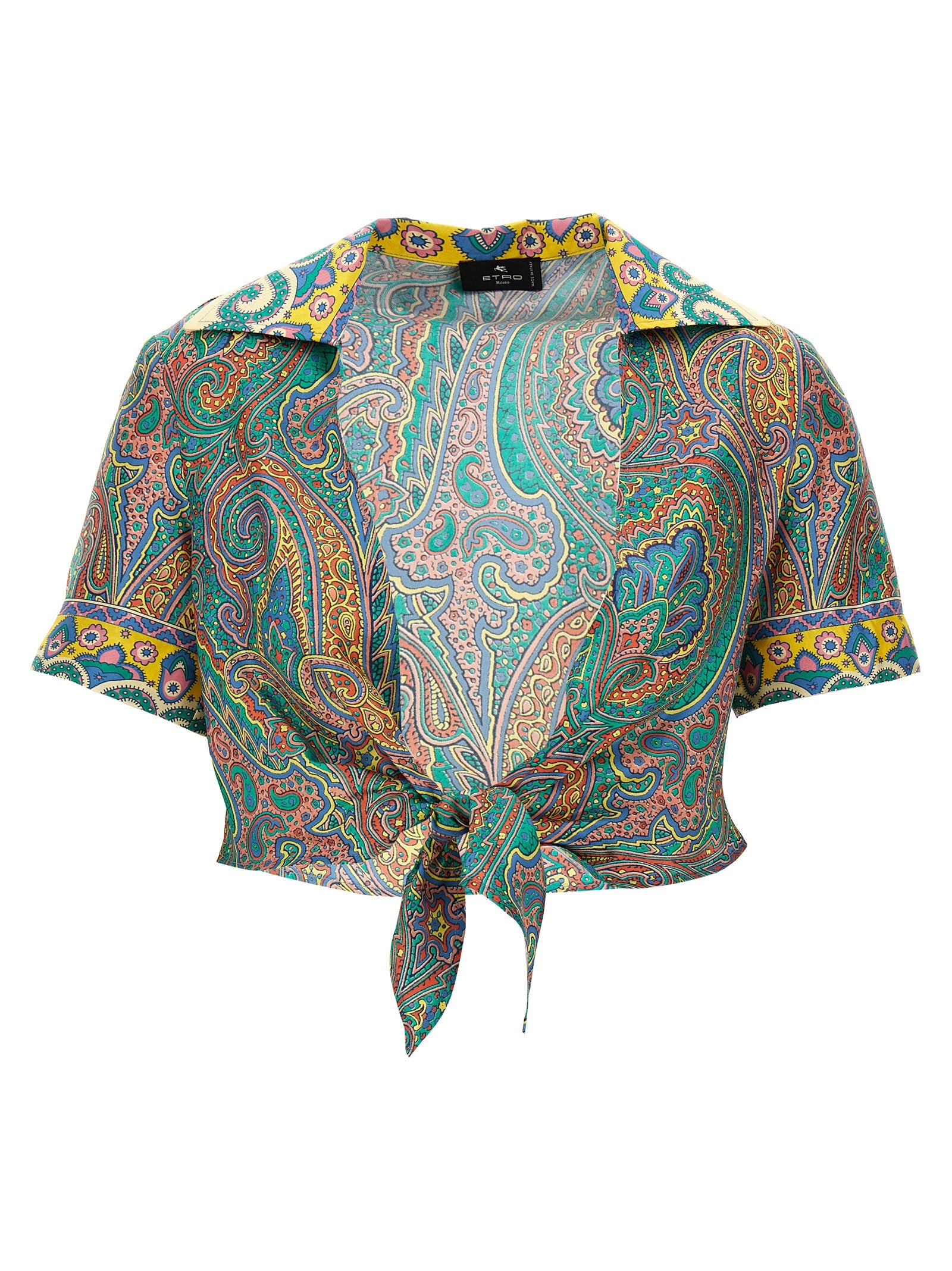 Paisley-Print Silk Blouse — Multicolor