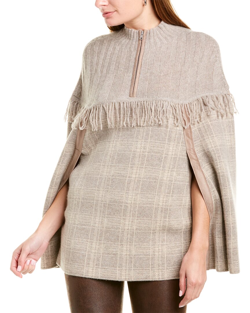 Plaid Zip Cashmere Poncho