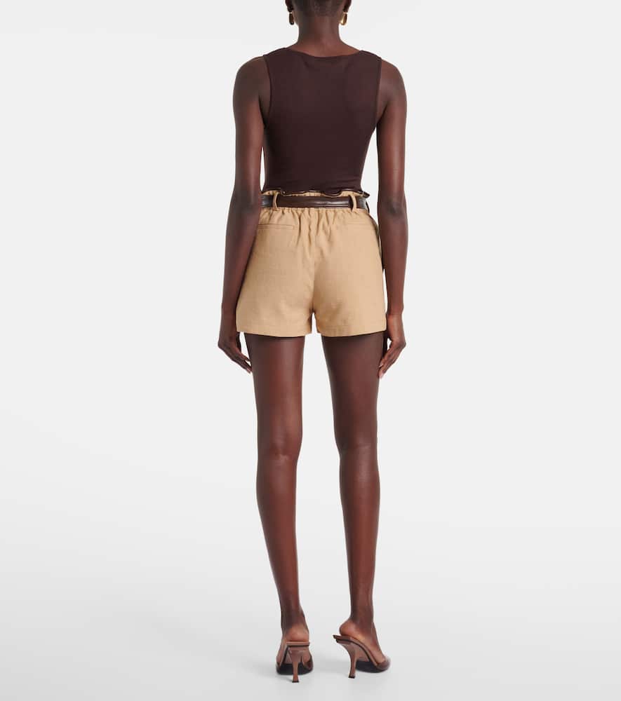 Xu Zhi Belted faux leather-trimmed shorts