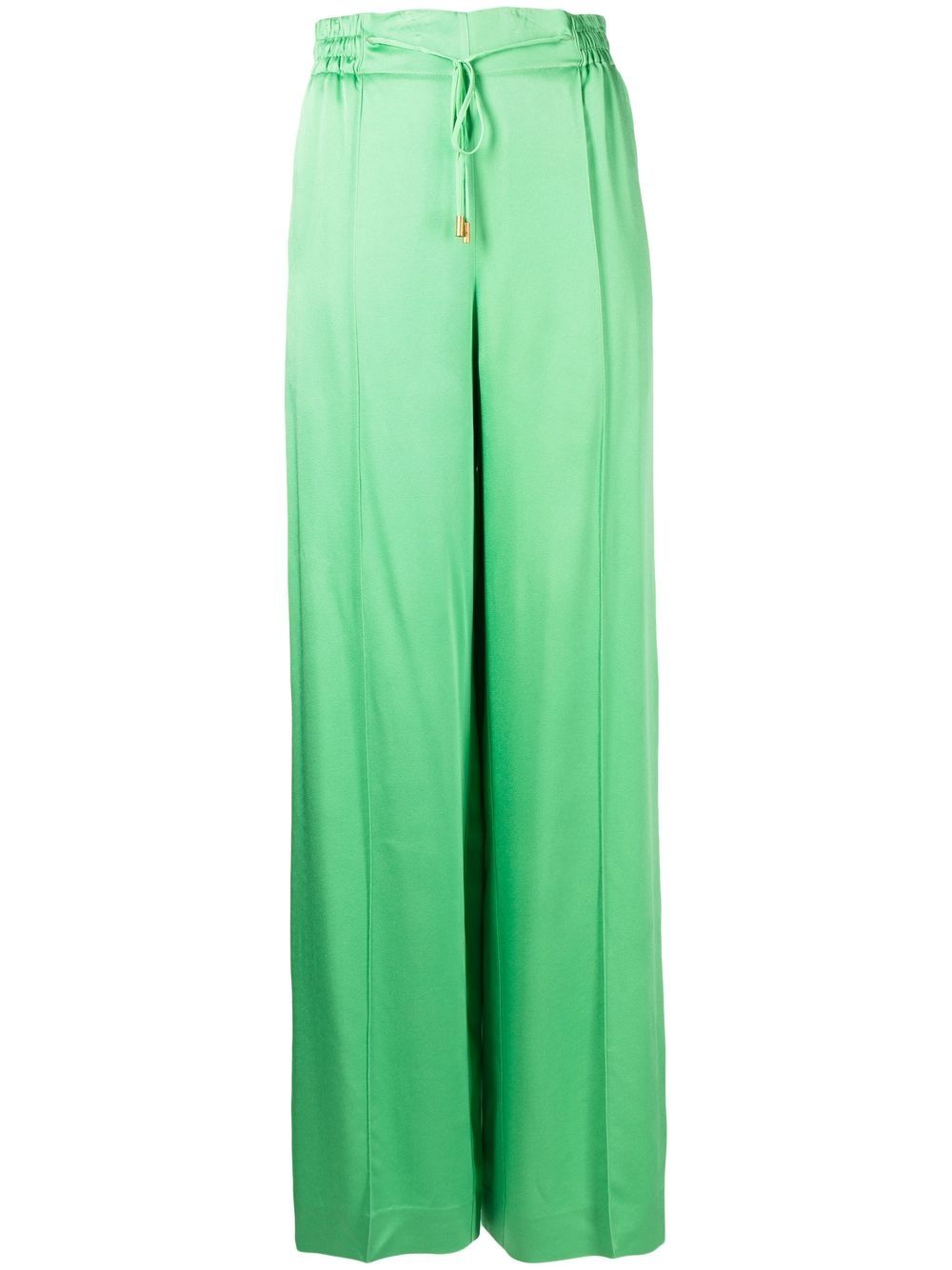 Elasticated-waist wide leg trousers - Green