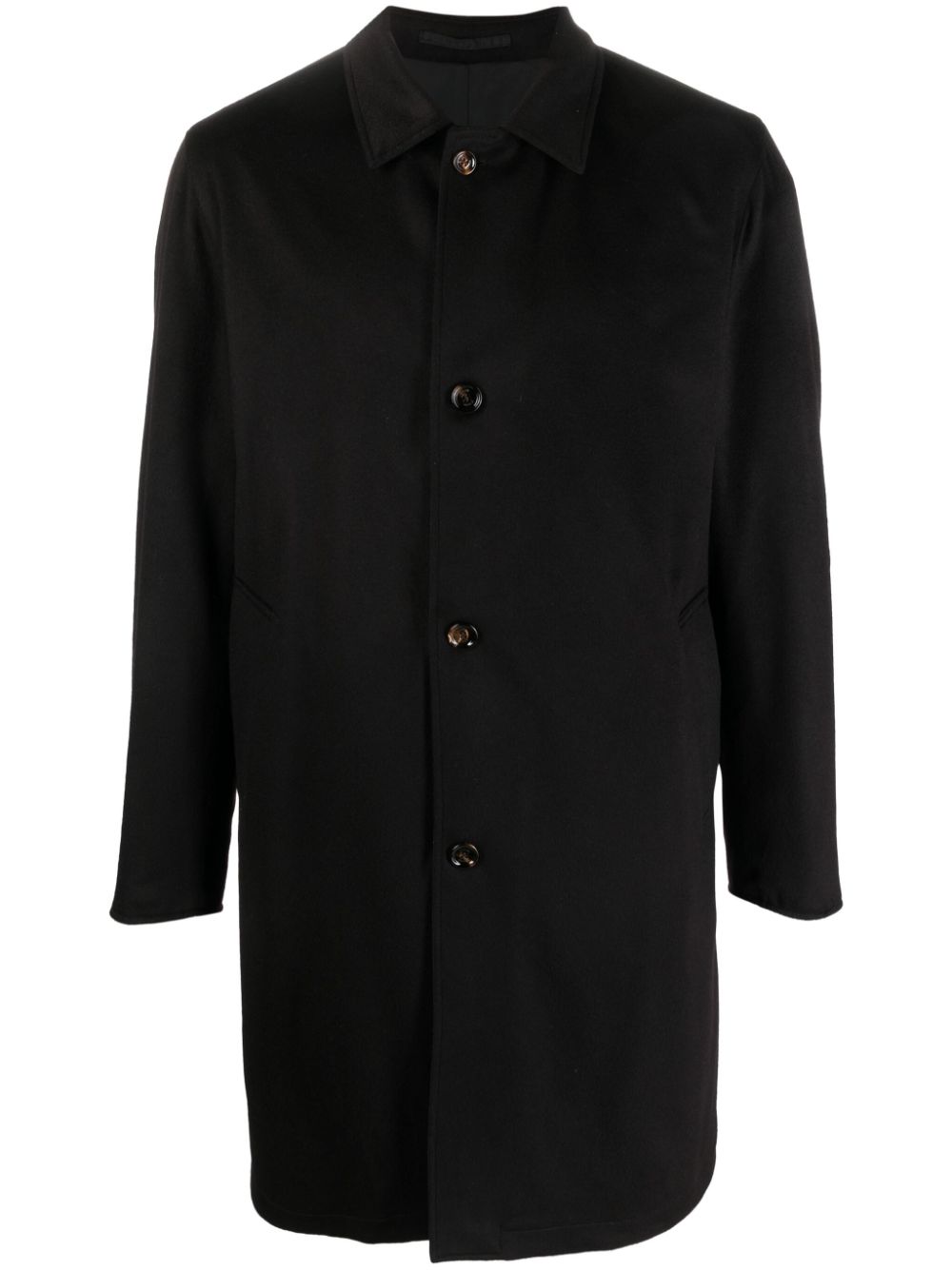 Single-breasted cashmere coat - Black