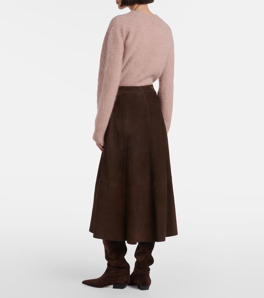 Suede midi skirt