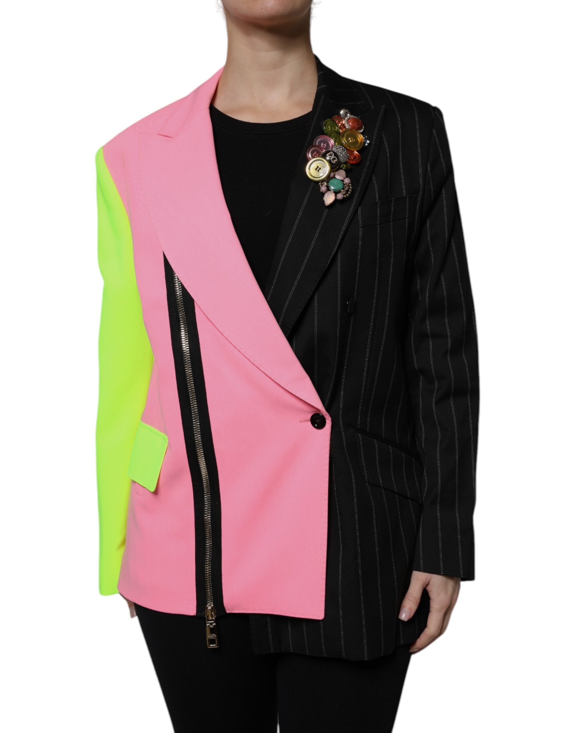 Patchwork-Embellished Blazer — Multicolor