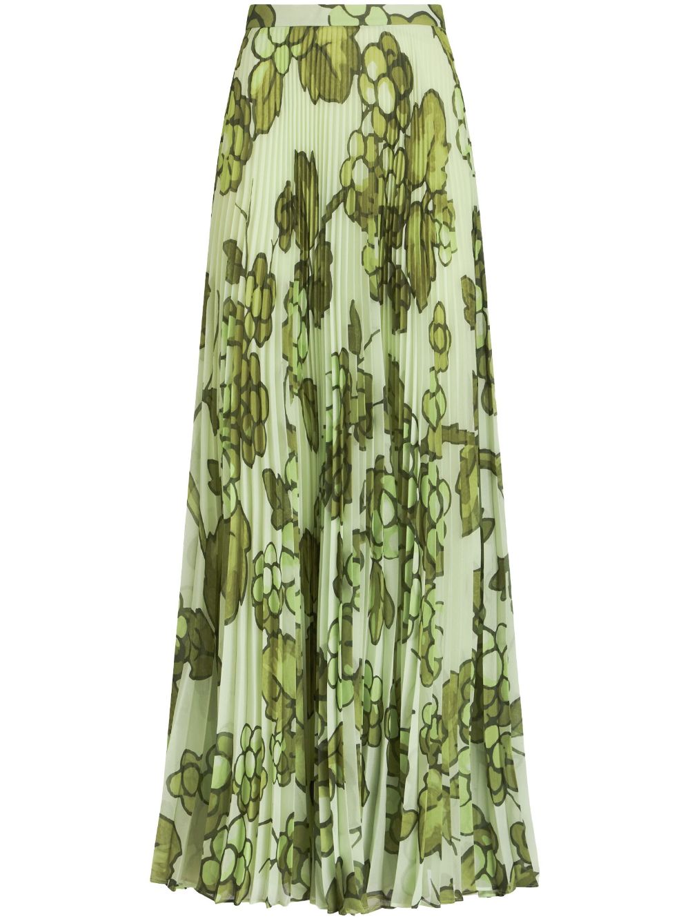 Berry-print pleated maxi skirt - Green