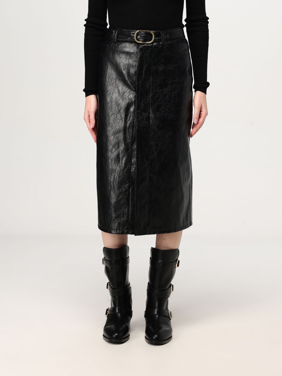 Logo-plaque midi skirt - Black