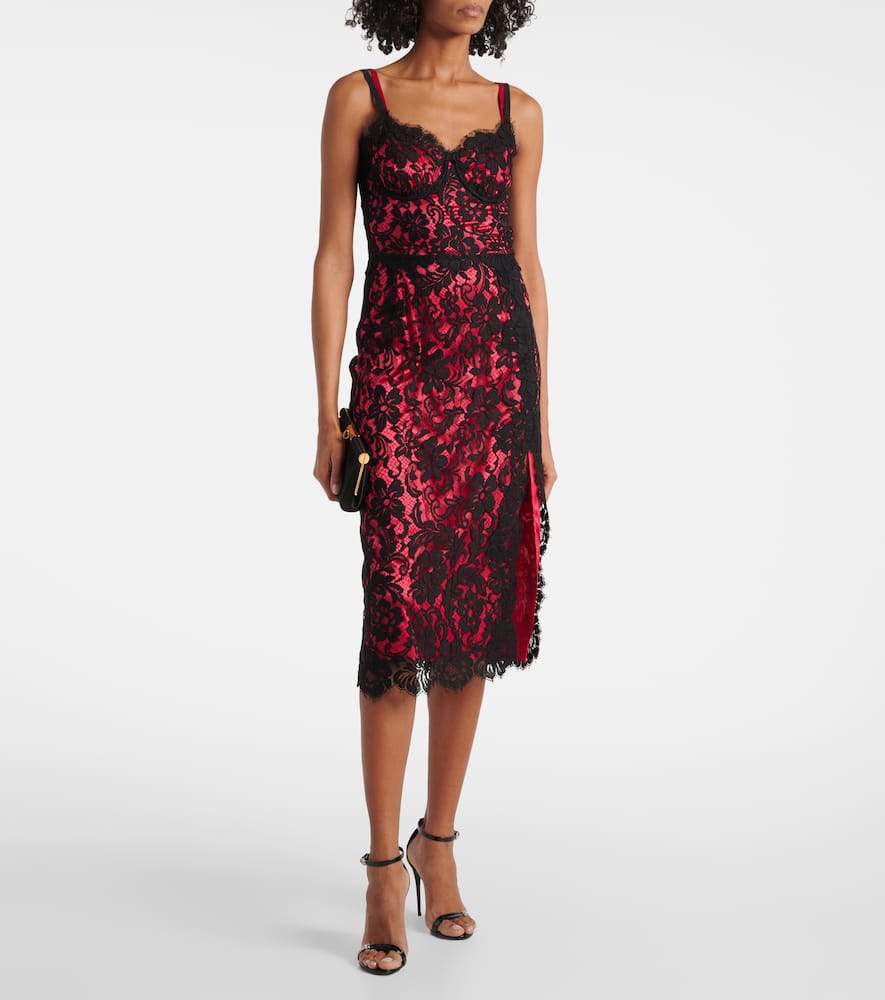Floral cotton-blend lace slip dress