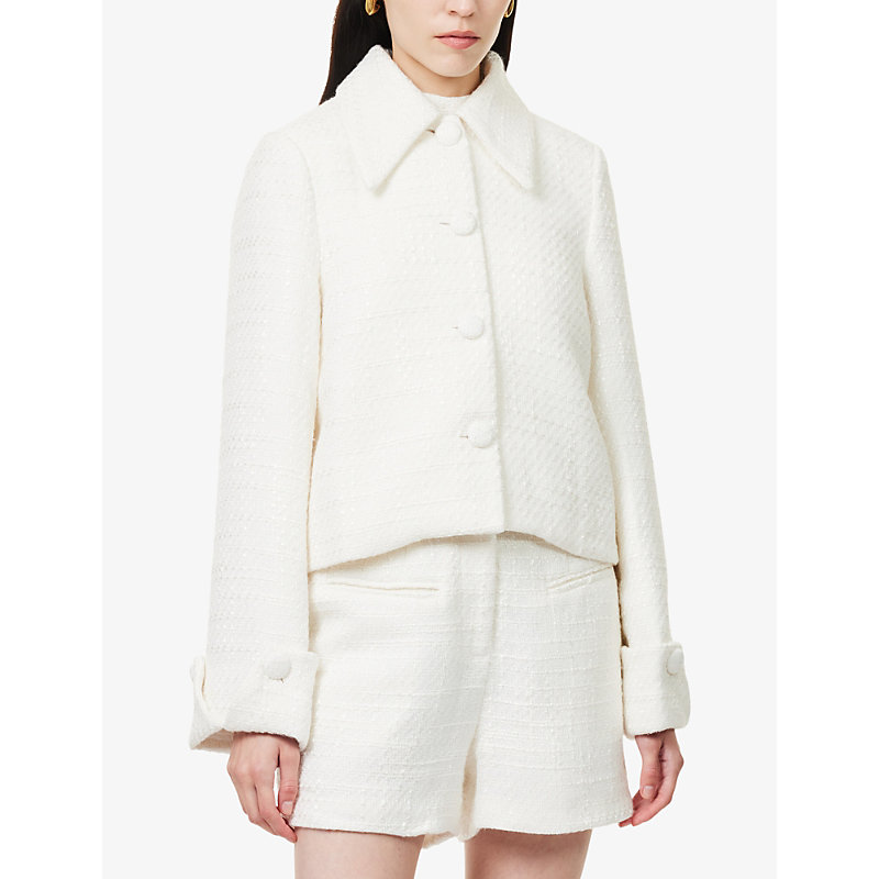 Womens Tailored-Fit Bouclé Jacket