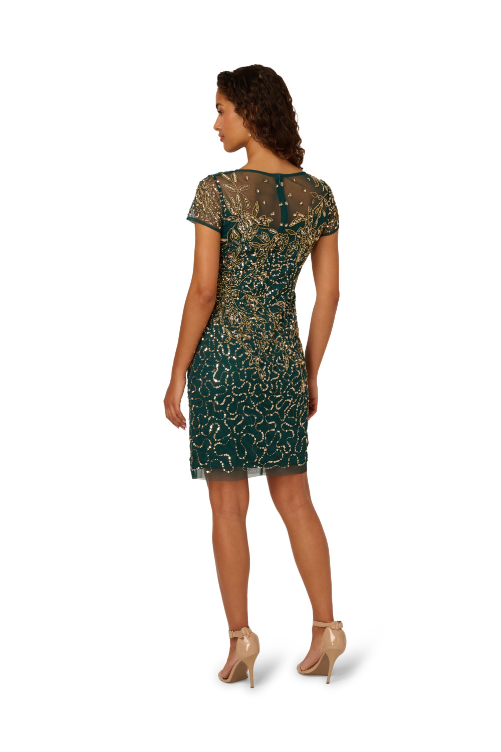 Adrianna Papell Womens Beaded Sheath Dress - Green