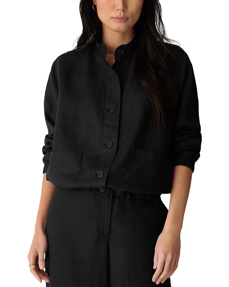 Stand Collar Linen Jacket