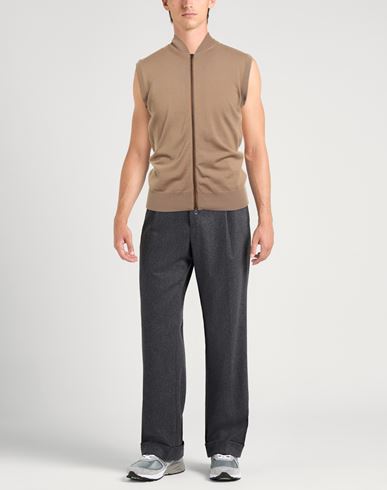 Man Cardigan Camel Size 38 Merino Wool