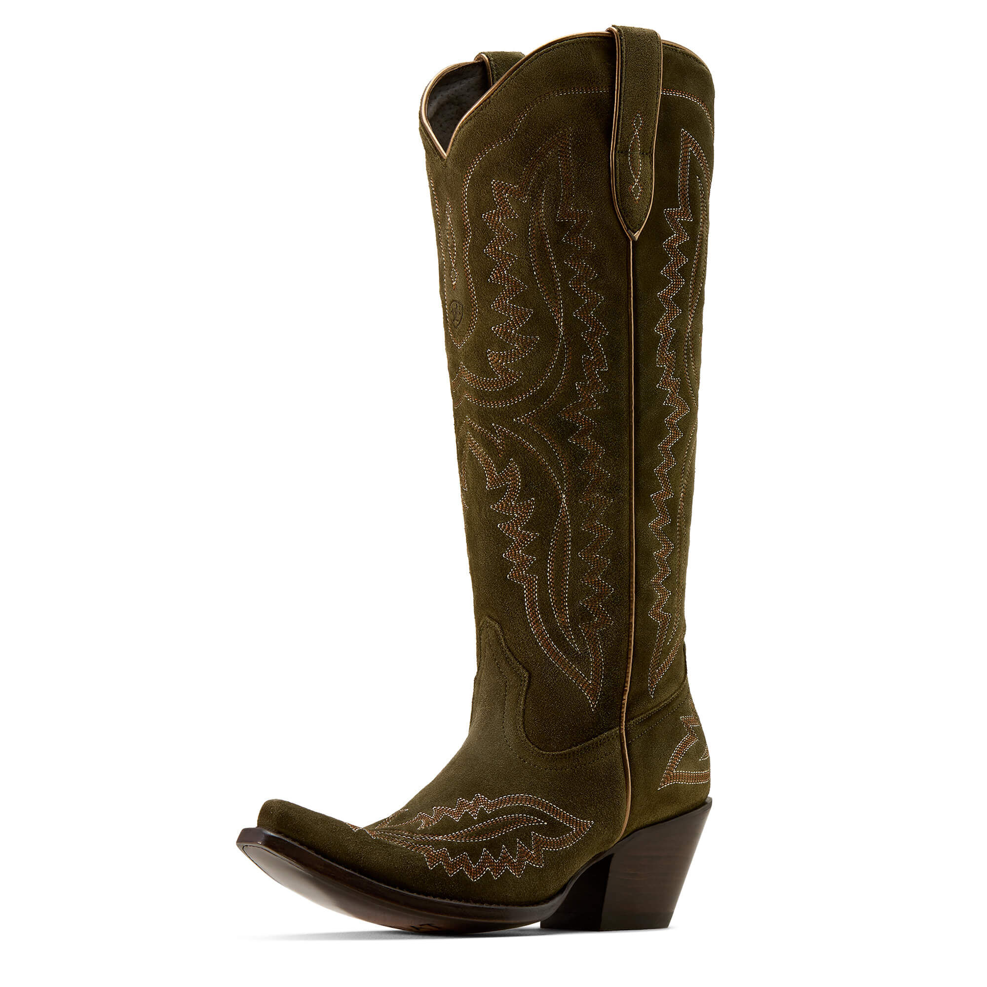 Women's Casanova X Toe Western Boots in Soft Olive Suede Leather, B Medium Width, Size 6, by
