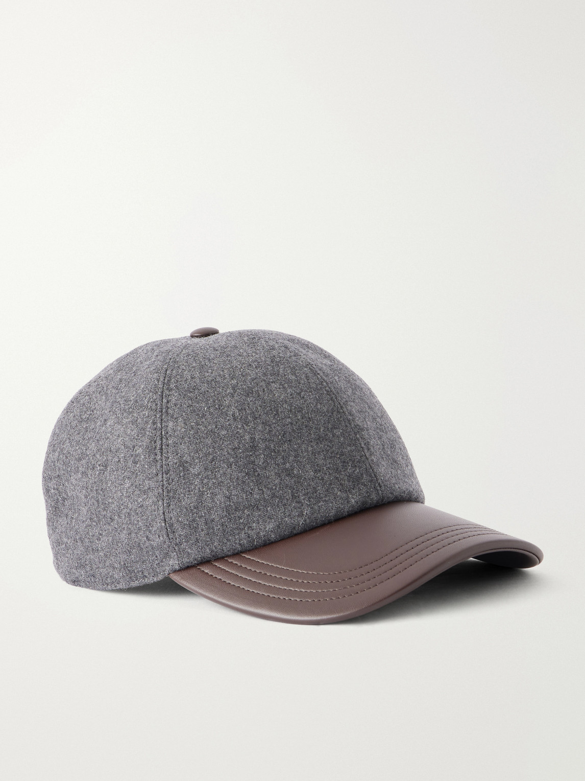 Leather-trimmed cashmere-blend hat