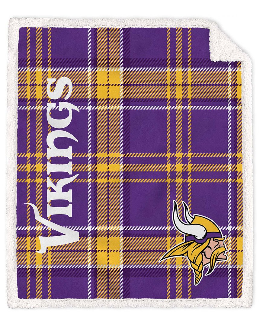 Minnesota Vikings Nfl Team Classic Plaid Sherpa Throw