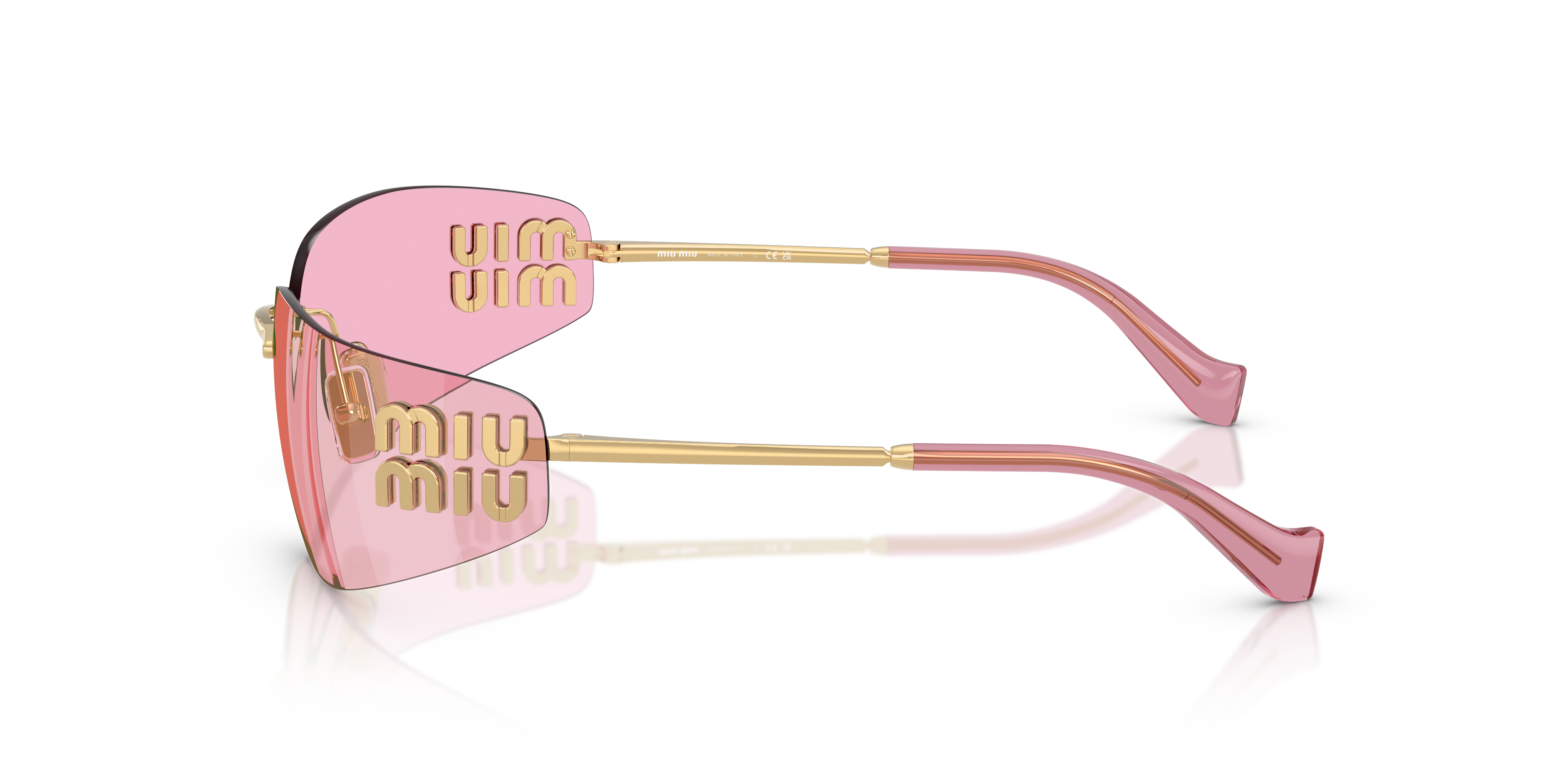 Miu Miu Woman Miu Miu MU A51S 5AK90Y Sunglasses Metal Gold Pink Squared Norma