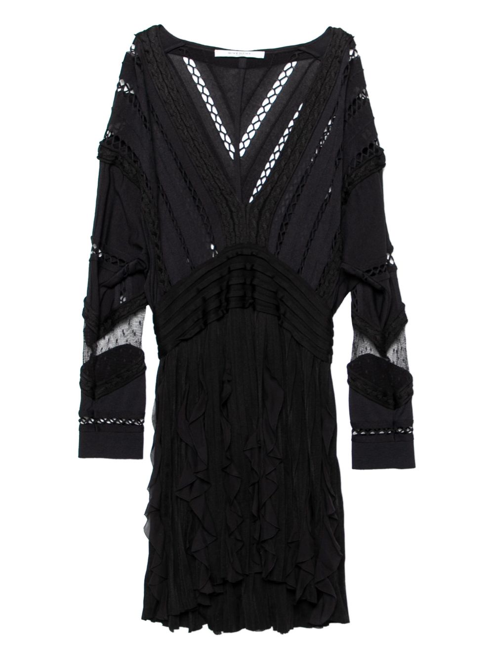 Knittted ruffle dress - Black