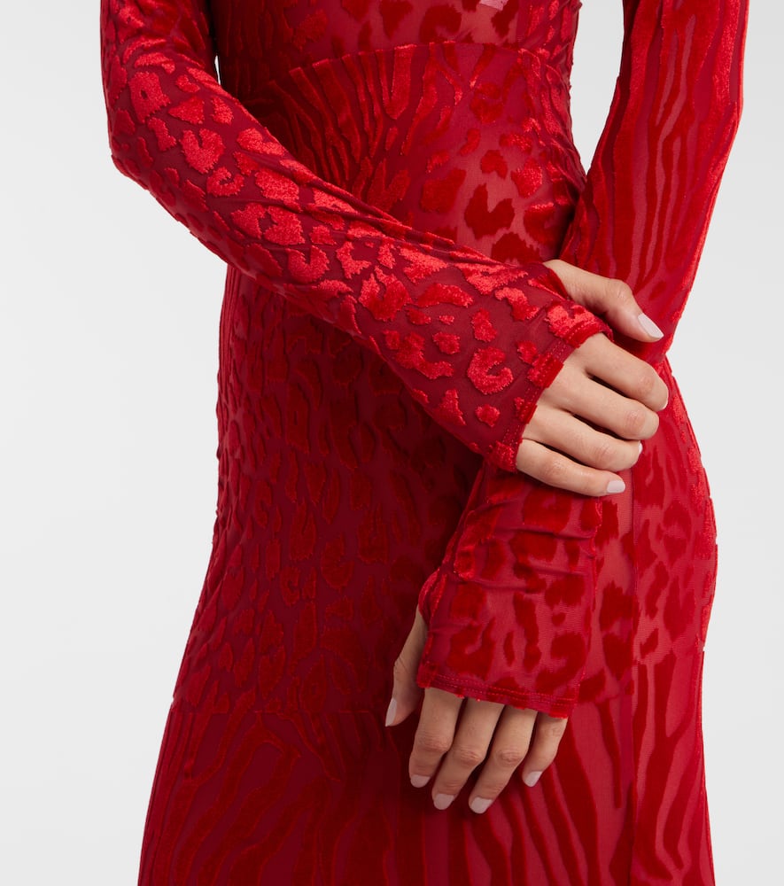 Printed turtleneck jersey maxi dress