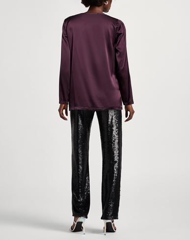 Malìparmi Woman Top Dark purple Size 8 Silk, Elastane