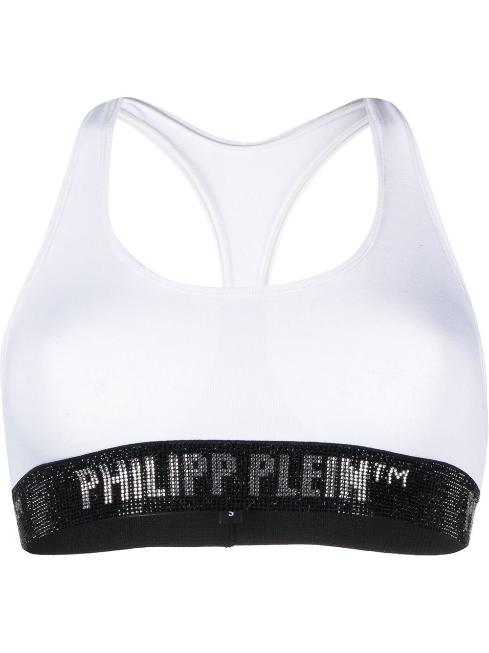 Logo-embellished cotton sports bra - White