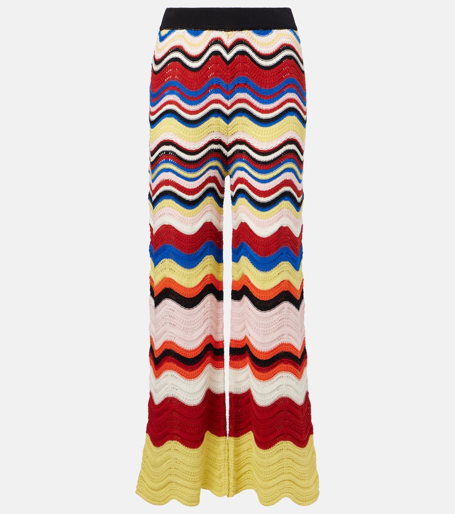 Chevron crochet cotton wide-leg pants