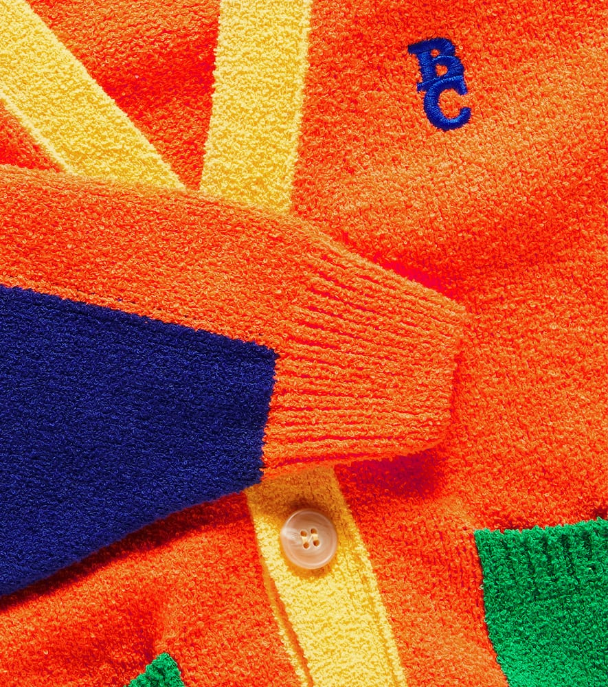 Colorblocked cotton-blend cardigan