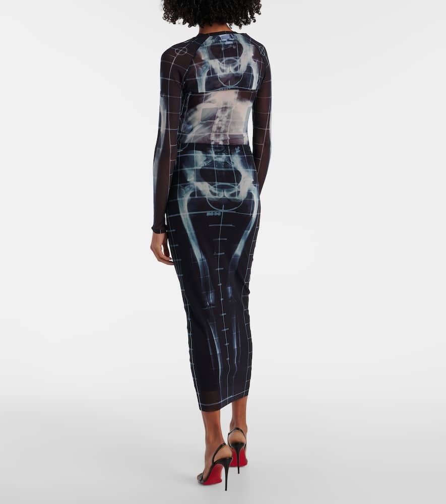 Squeletor semi-sheer mesh maxi skirt