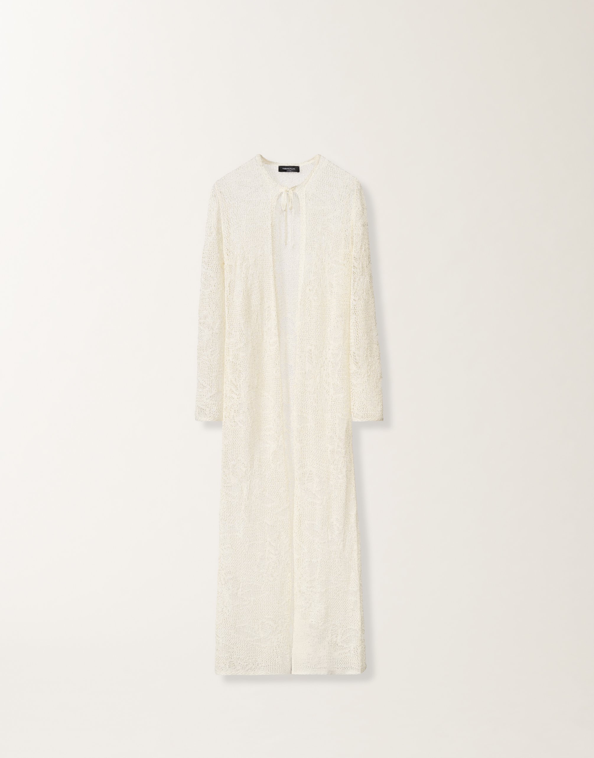 Long cardigan in micro sequins, mastic