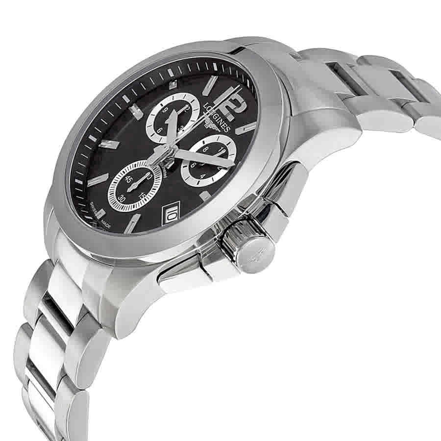 Conquest Chronograph Black Dial Stainless Steel Mens Watch L36604566