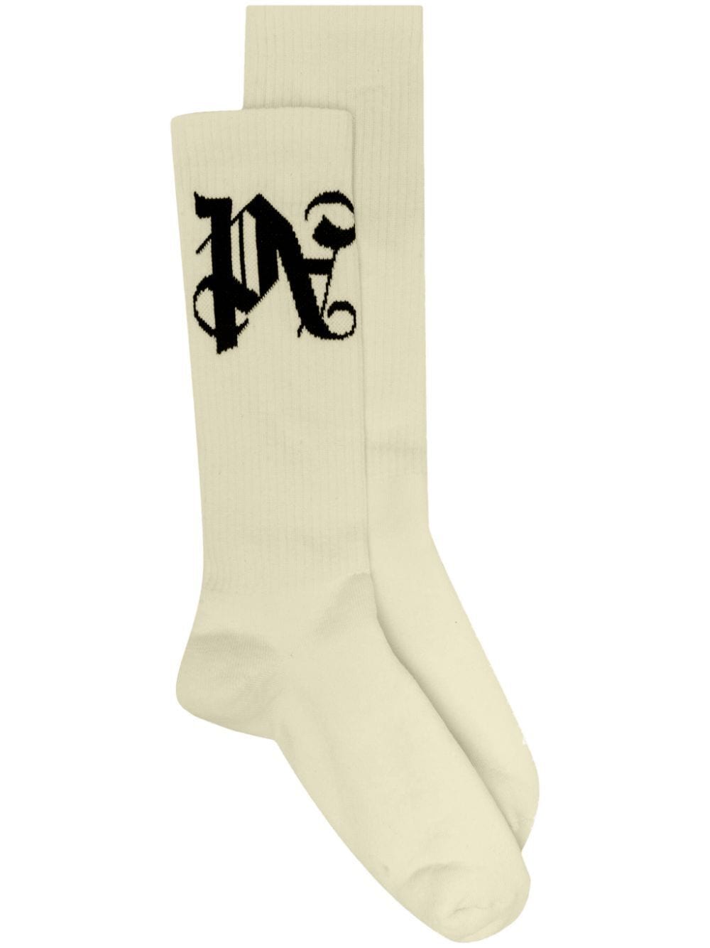 Logo-jacquard ribbed socks - Neutrals