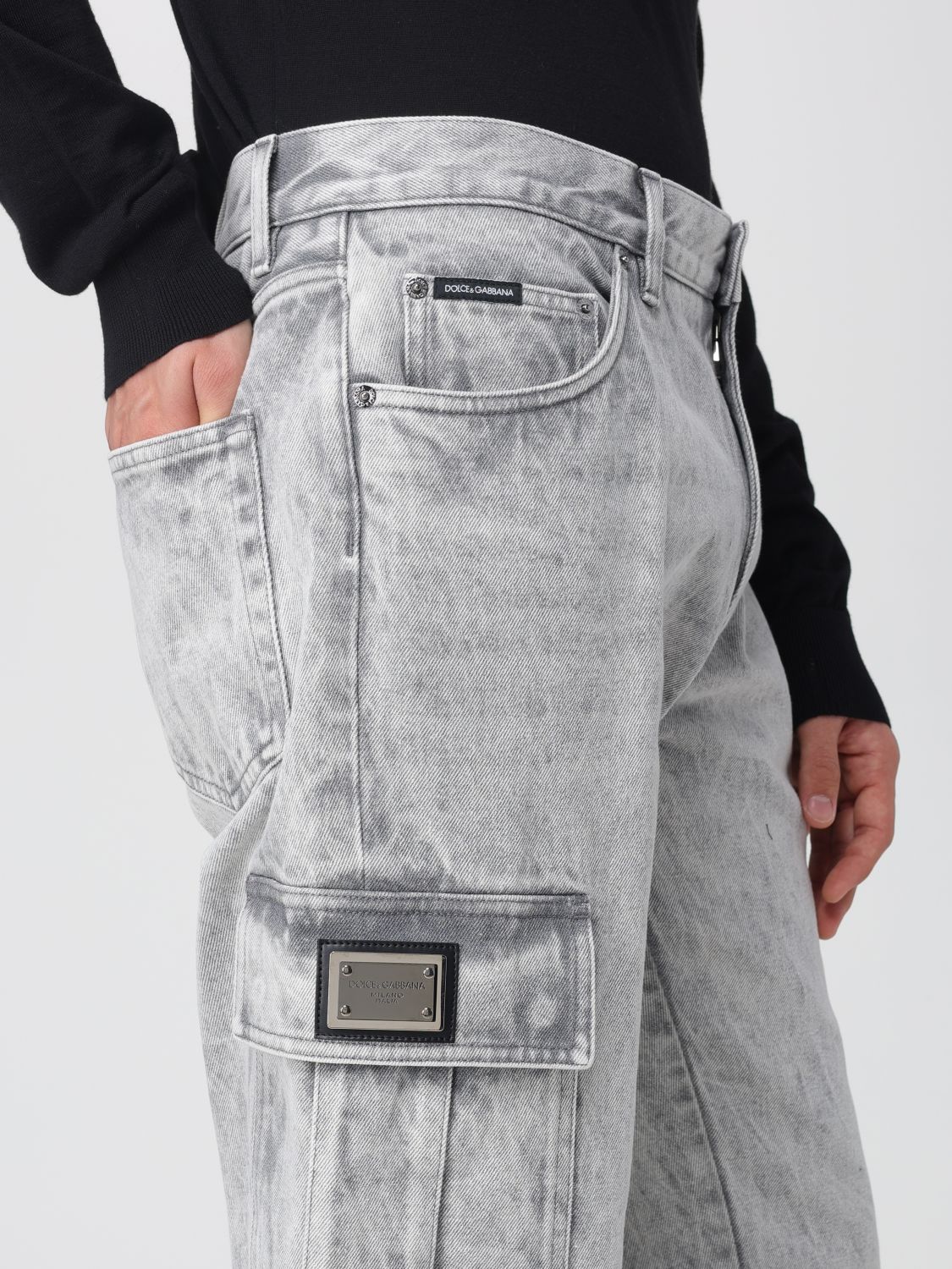 Logo-plaque cargo jeans - Grey