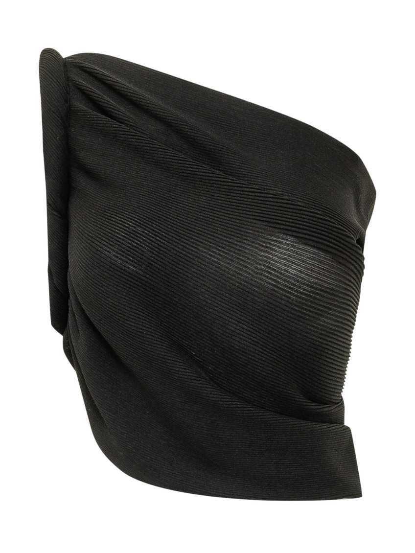 Black Pleated One Shoulder Top
