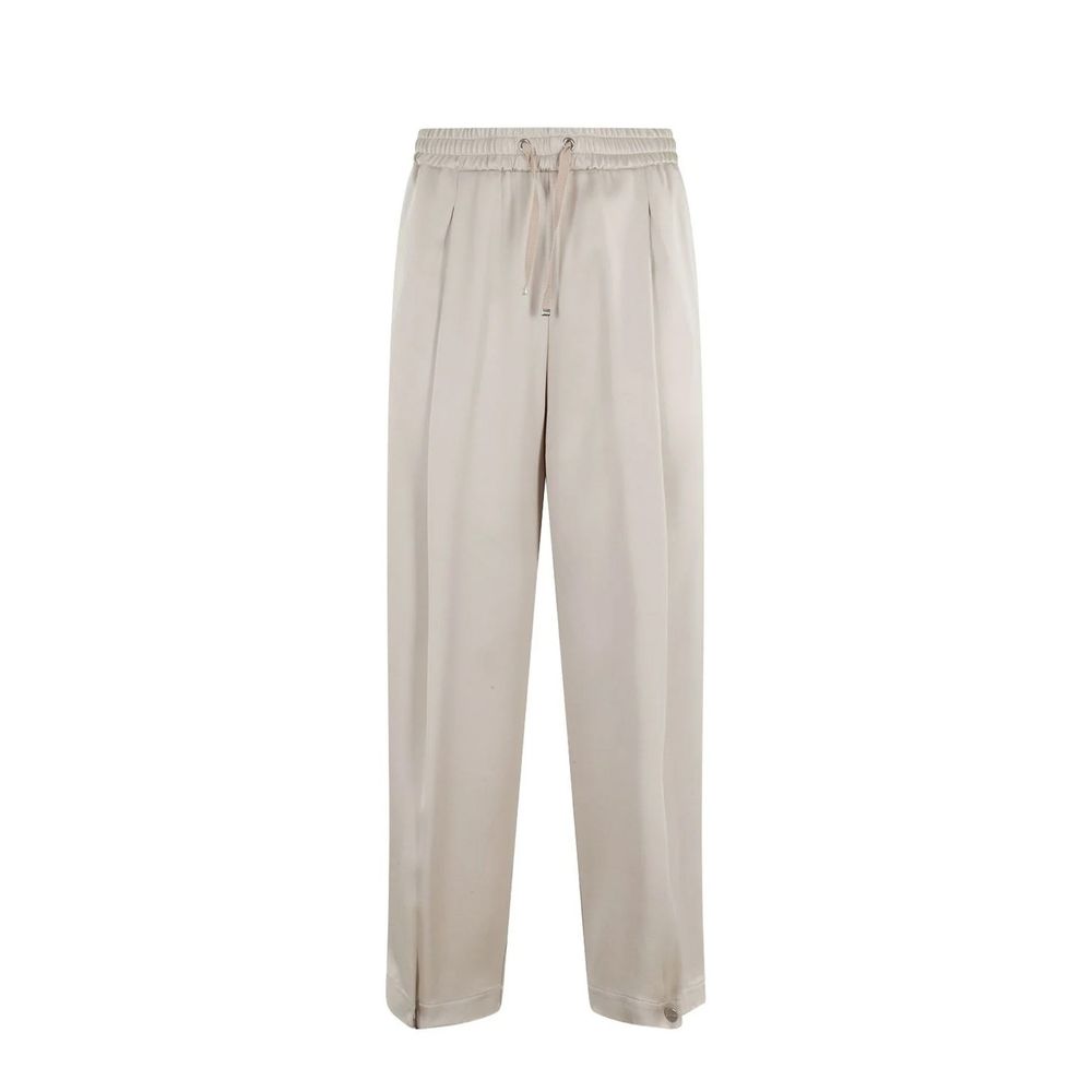 Acetate Blend Trousers — Beige