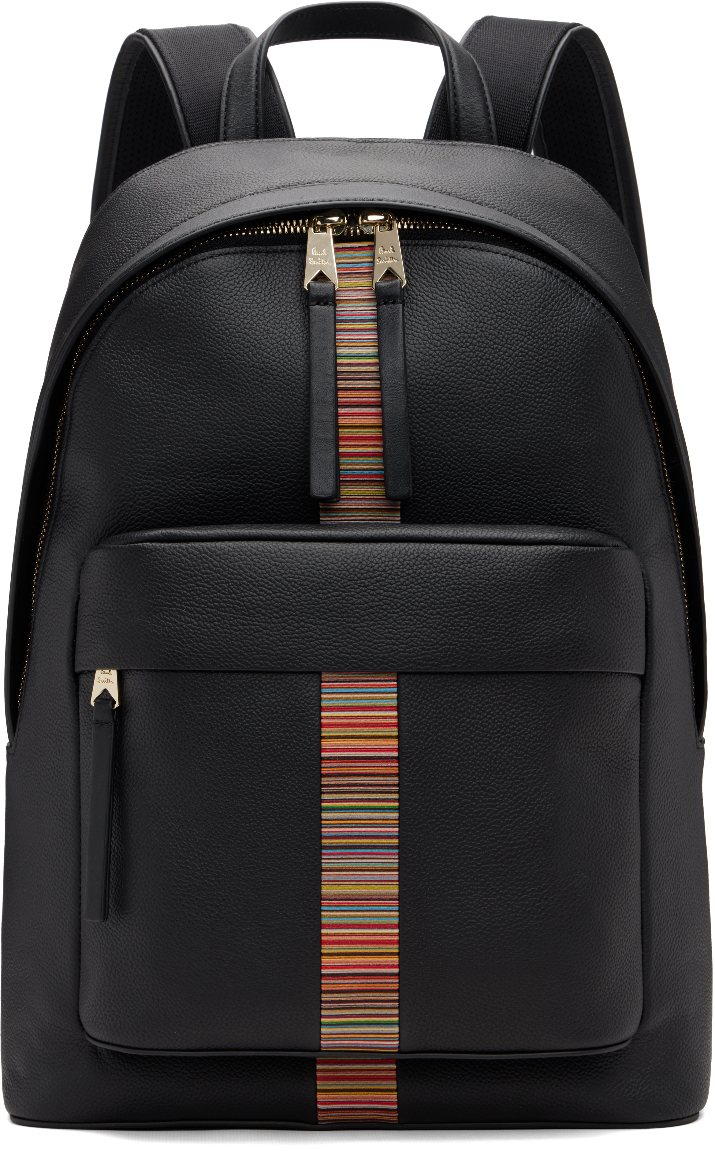 Black Leather 'Signature Stripe' Trim Backpack