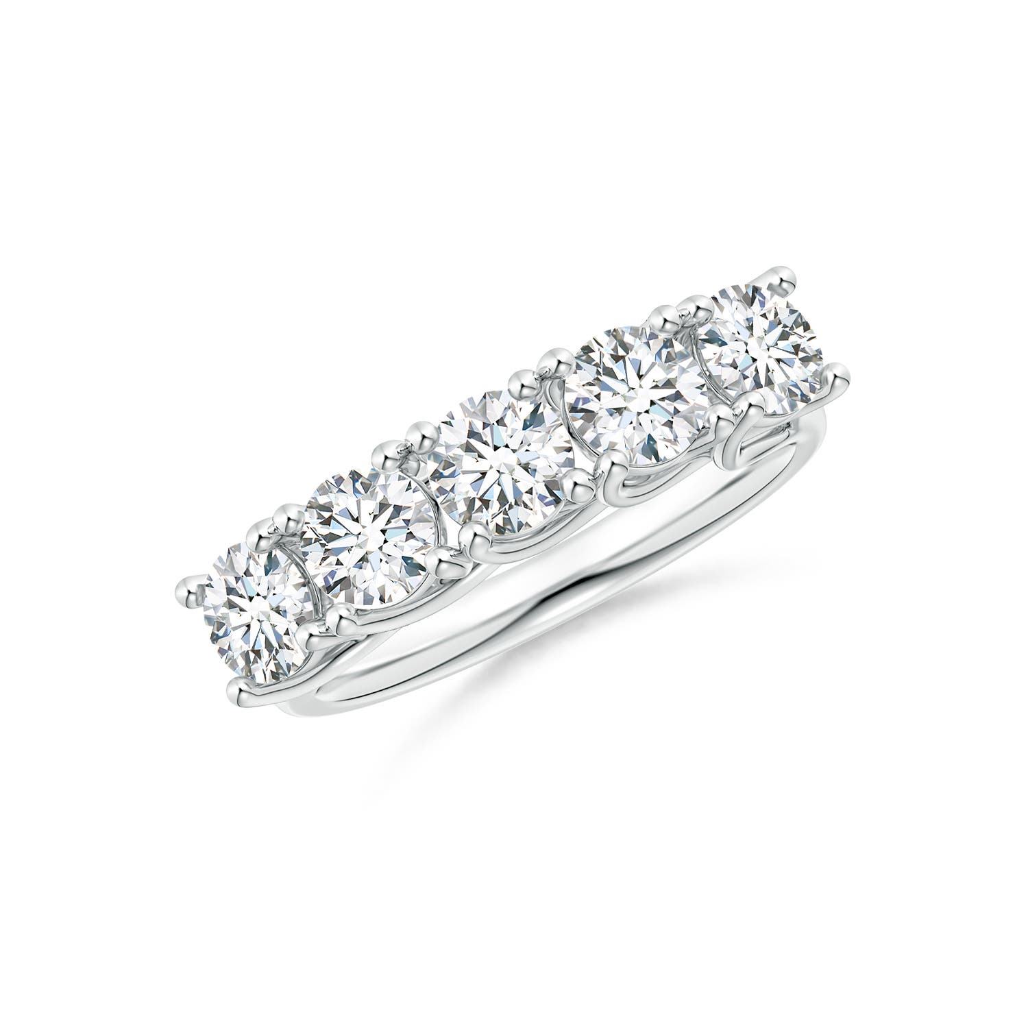 Angara 1.75 CTW Lab-Grown Half Eternity Five Stone Diamond Wedding Ring in Platinum