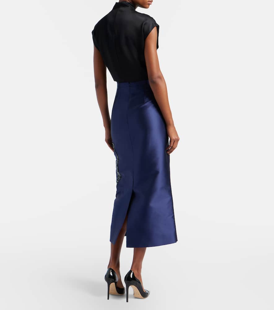 Sequined twill pencil skirt