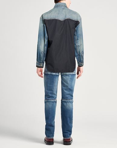 Man Denim shirt Blue Size 42 Cotton, Polyamide