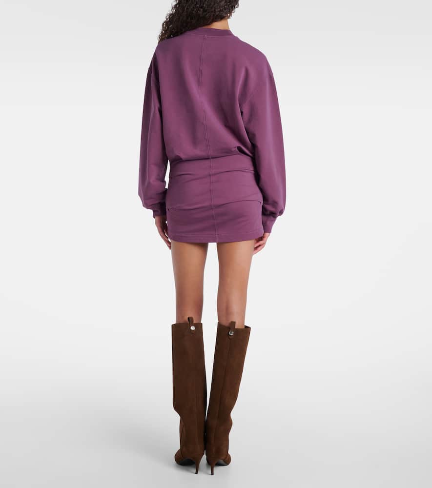 Ruched cotton-blend fleece minidress