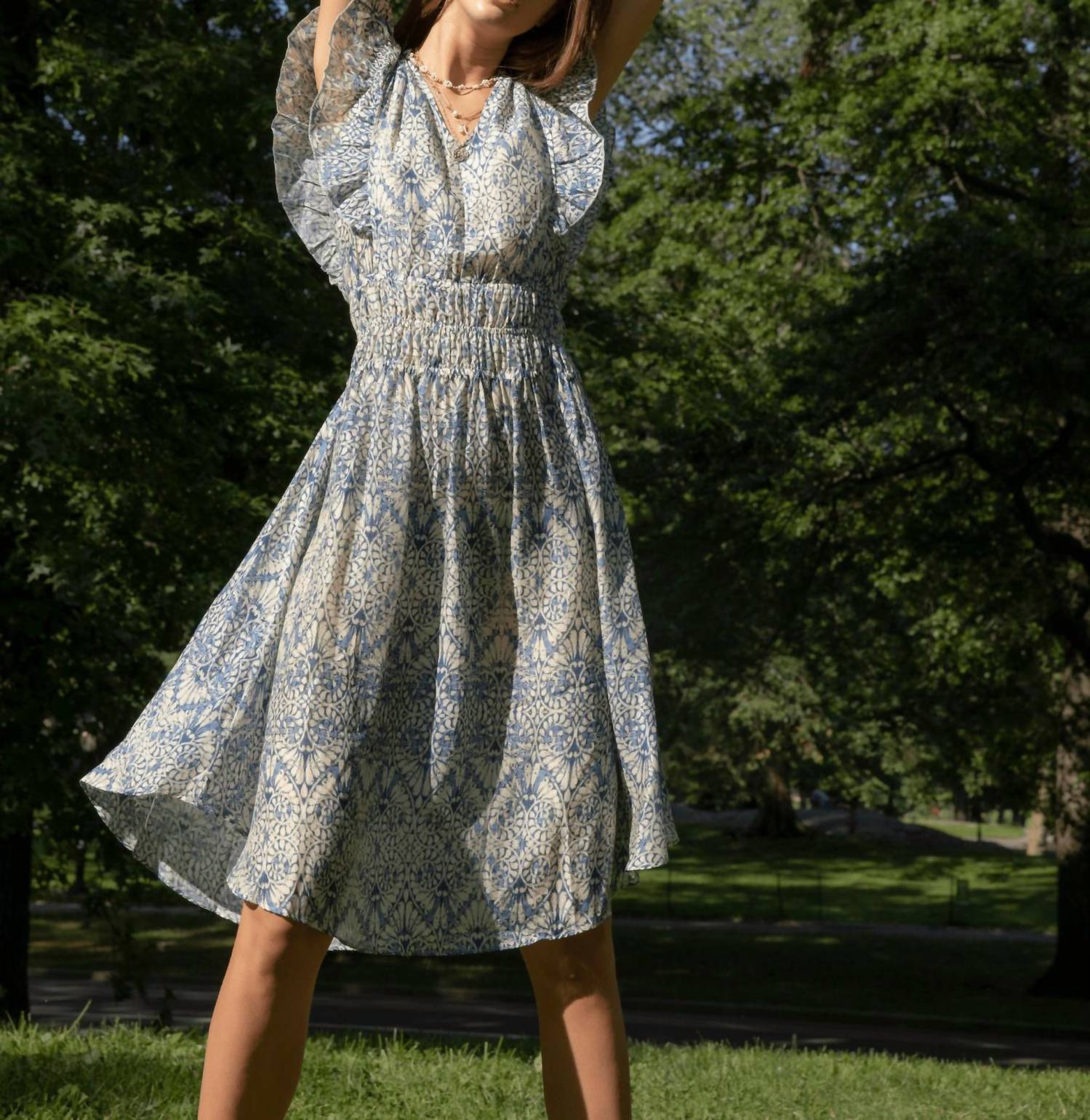 Charlize Paisley Dress In Blue