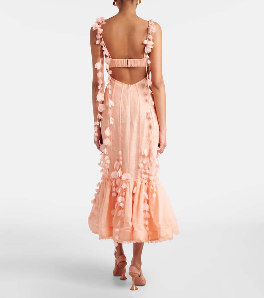 Dawning linen and silk midi dress