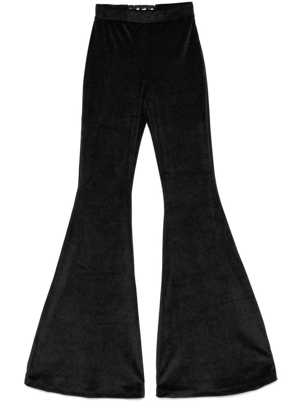 Chocker-detailed velvet trousers - Black