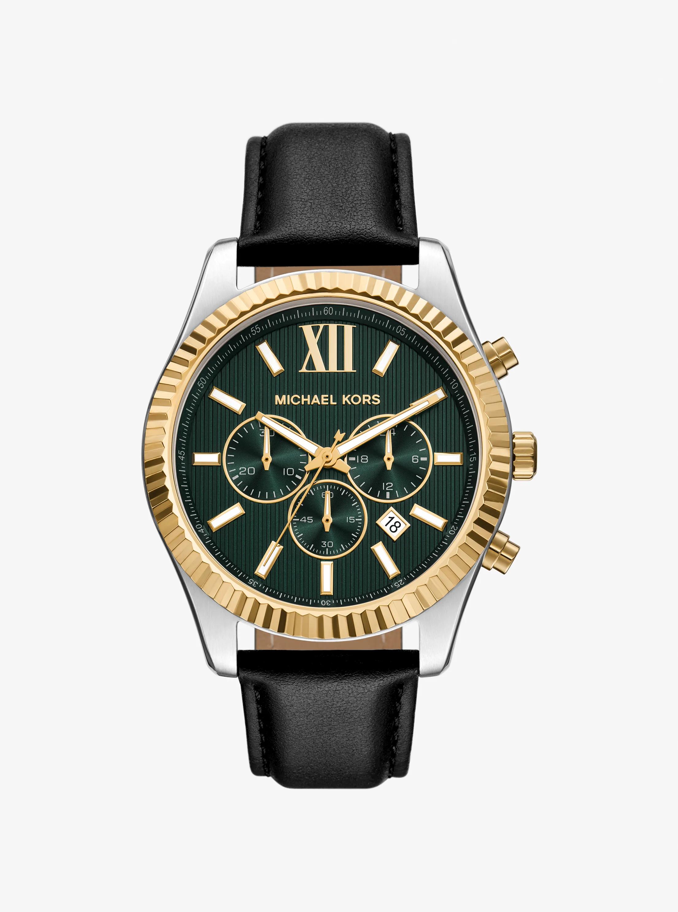 Oversized Lexington Two-Tone and Leather Watch in Black - One Size by