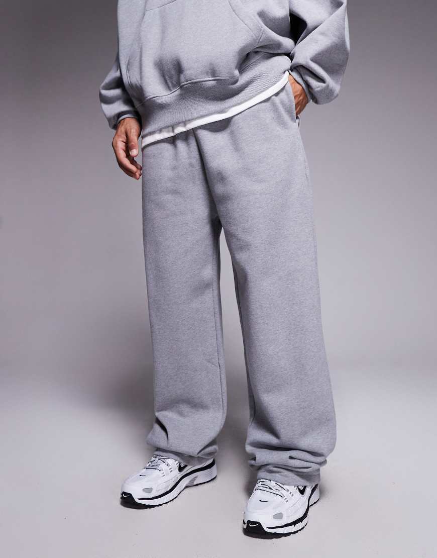 Premium heavyweight wide leg sweatpants in 400 gsm heather gray